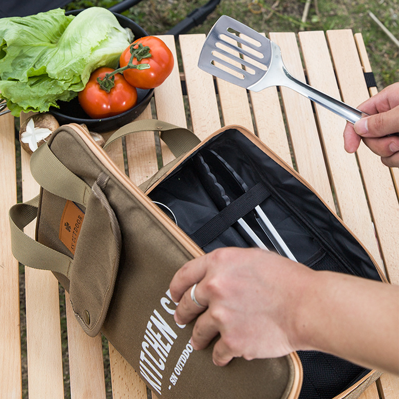 Camping Cooking Cylinder - 8-delige campingkeukenset met draagtas, outdoor reisbestek