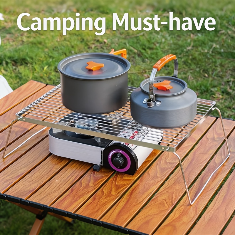 Campfire Cooking - Draagbare opvouwbare roestvrijstalen kampvuurstandaard – lichtgewicht