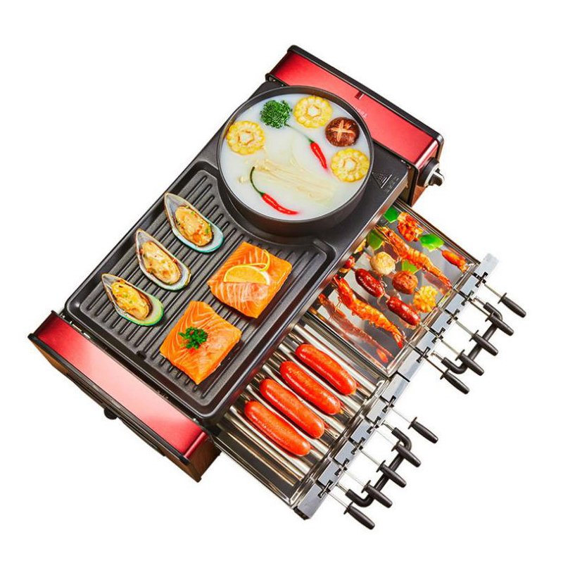 Camping Cooking Hot Plate - Huishoudelijke antiaanbak BBQ-machine Elektrische grill Camping