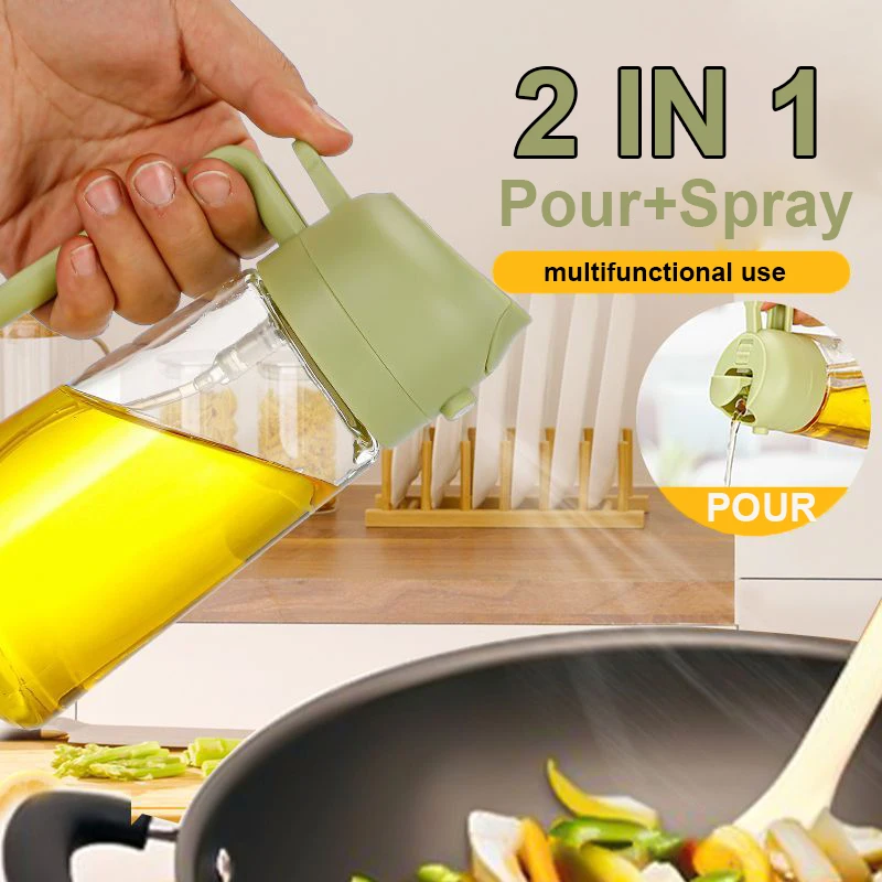 Camping Cooking Oil - 2-in-1 gietspray-sproeier Keukenfriteuse Luchtspray-oliedispenserfles voor olijfolie
