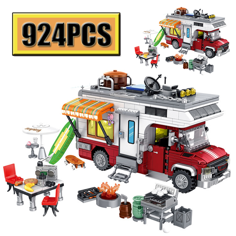 Camping Cooking Gifts - MOC 924PCS City Series Campingwagen Vrije