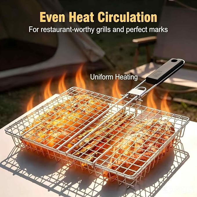 Camping Cooking Gifts - Grillmand Grote draagbare opvouwbare BBQ-campinggrillrek voor