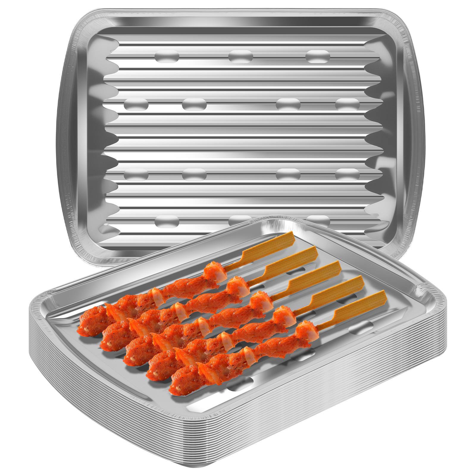 Camping Cooking Bbq - Aluminiumfolie Dienbladen Antiaanbaklaag Bakpannen Food Grade