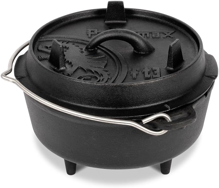 Campfire Cooking - Voorgekruide gietijzeren Dutch oven met 3