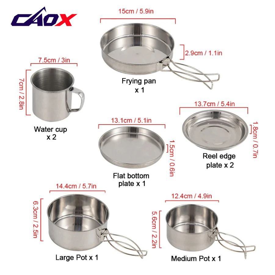 CAOX 8-delige camping kookset  - Camping Cooking Hot Plate recensie en prijs