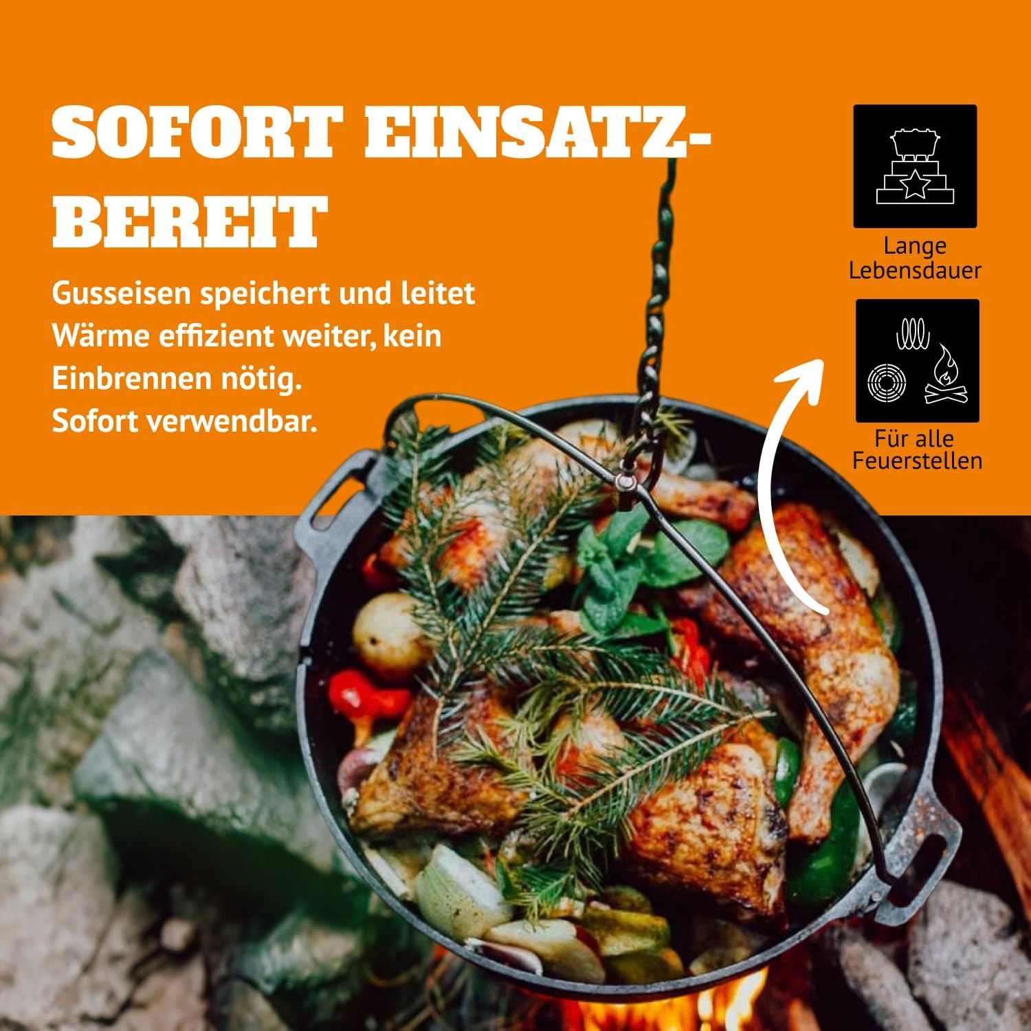 Voorgekruide gietijzeren Dutch - Campfire Cooking recensie en prijs